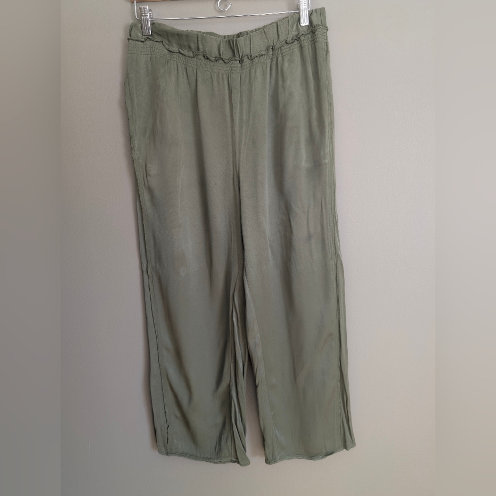 Saturday Sunday Anthropologie Wide Leg Satin Pants Size Medium